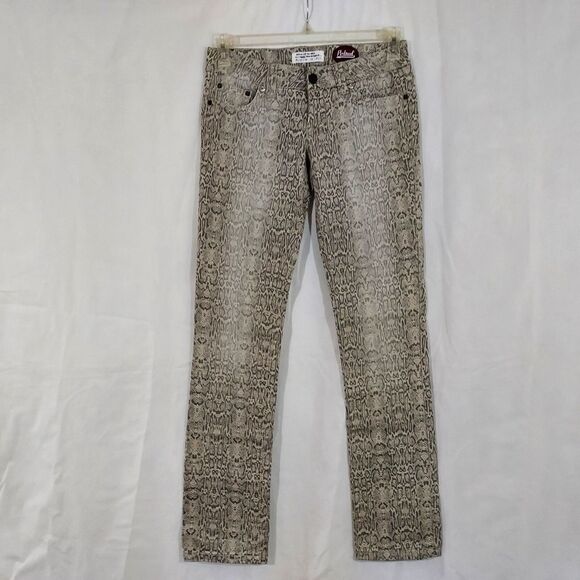 Petrol Jeans Snake Print Sz 27 Womens 2 Stretch Gray Rhinestones Bling Denim - Picture 2 of 14
